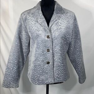 Vintage Lilly Of California Blue Faux Fur Jacket Size Medium